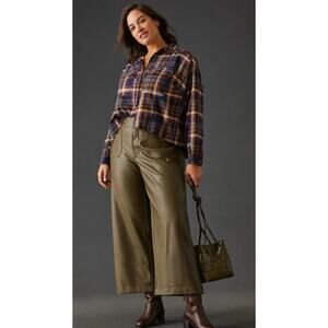 Maeve by Anthropologie Moss Green The Colette Vegan Leather Pants Womens 30 / 12